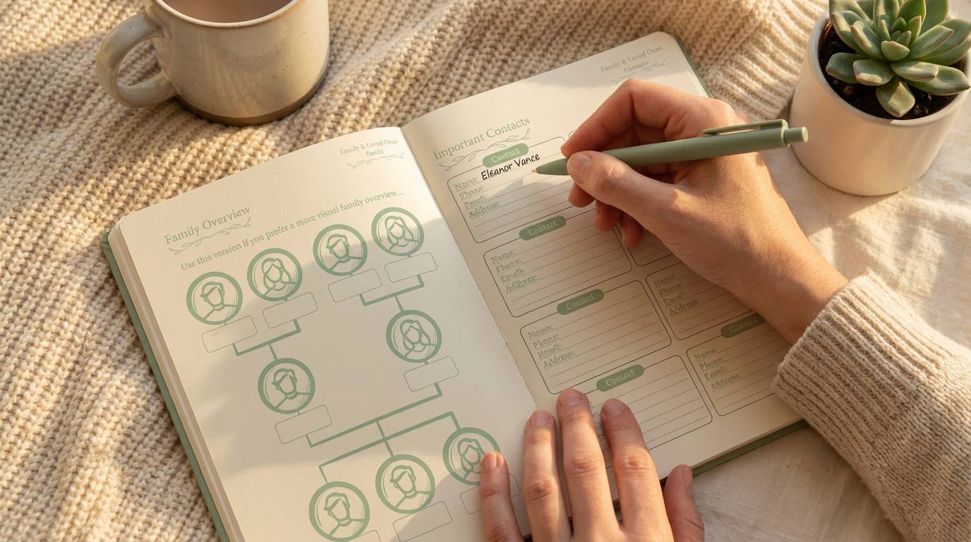 Person writing in a JINC Journal, the world's first 'Life Clarity Journal' with a pen on a textured surface